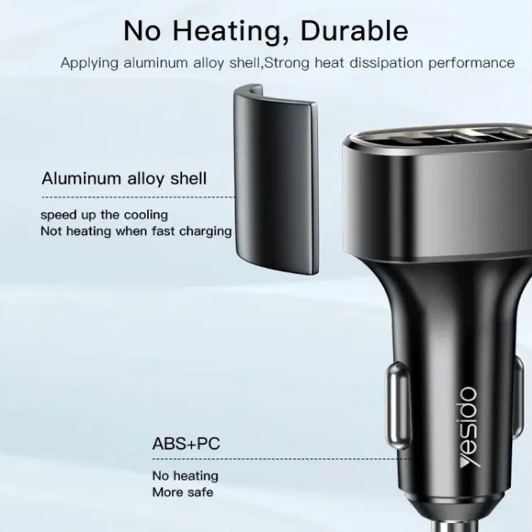 Yesido Y47 49W Double USB+Type-C/USB-C Port Car Fast Charger(Black) - HoMEdemic™ 