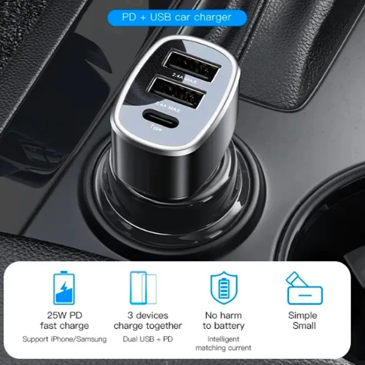 Yesido Y47 49W Double USB+Type-C/USB-C Port Car Fast Charger(Black) - HoMEdemic™ 