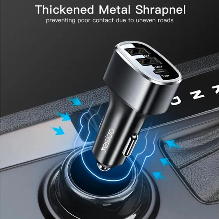 Yesido Y47 49W Double USB+Type-C/USB-C Port Car Fast Charger(Black) - HoMEdemic™ 