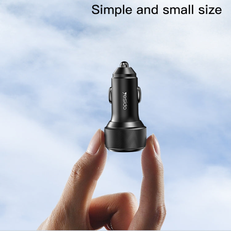 Yesido Y48  60W Car Fast Charger Aluminum Aluminum Double Type-C/USB-C Port Car Charger(Black) - HoMEdemic™ 