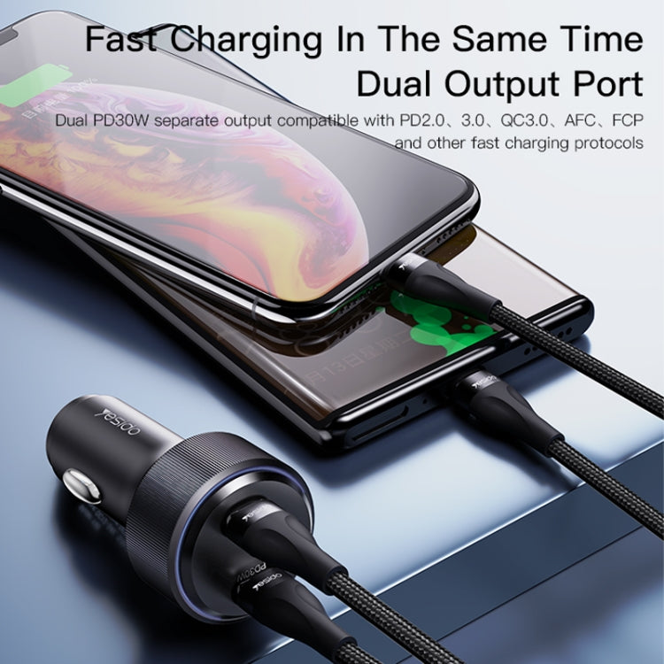 Yesido Y48  60W Car Fast Charger Aluminum Aluminum Double Type-C/USB-C Port Car Charger(Black) - HoMEdemic™ 