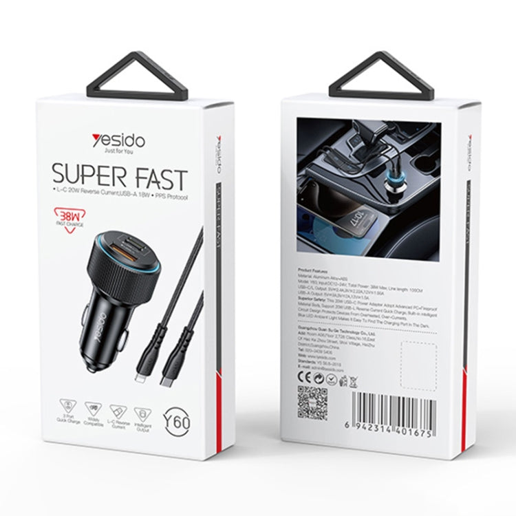 Yesido Y60 38W Car Fast Charging Charger(Black) - HoMEdemic™ 