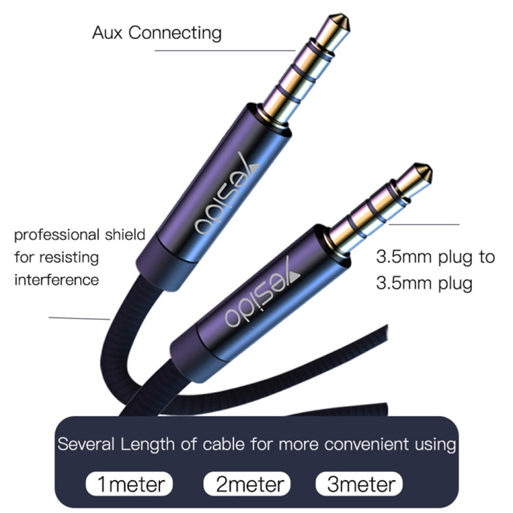 Yesido YAU15 3.5mm Male to 3.5mm Male Audio Cable, Length:2m(Black) - HoMEdemic™ 