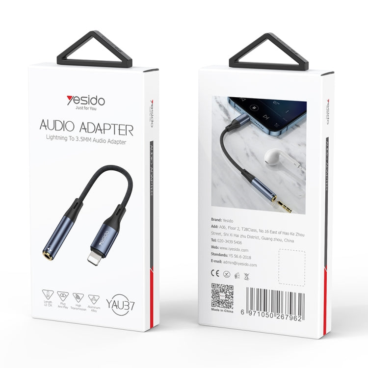 Yesido YAU37 8 Pin to 3.5mm Female Audio Adapter(Black) - HoMEdemic™ 