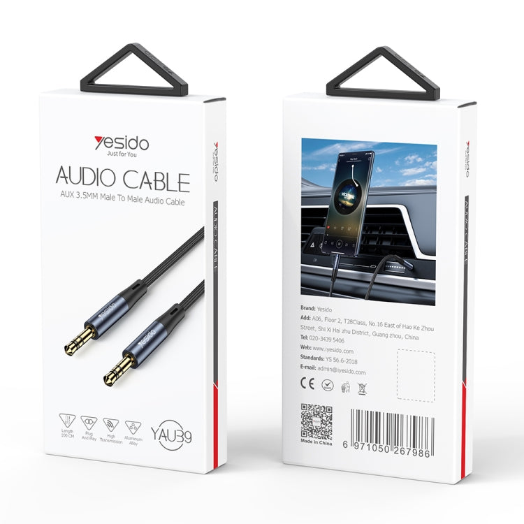 Yesido YAU39 3.5mm Male to 3.5mm Male AUX Audio Adapter Cable(Black) - HoMEdemic™ 
