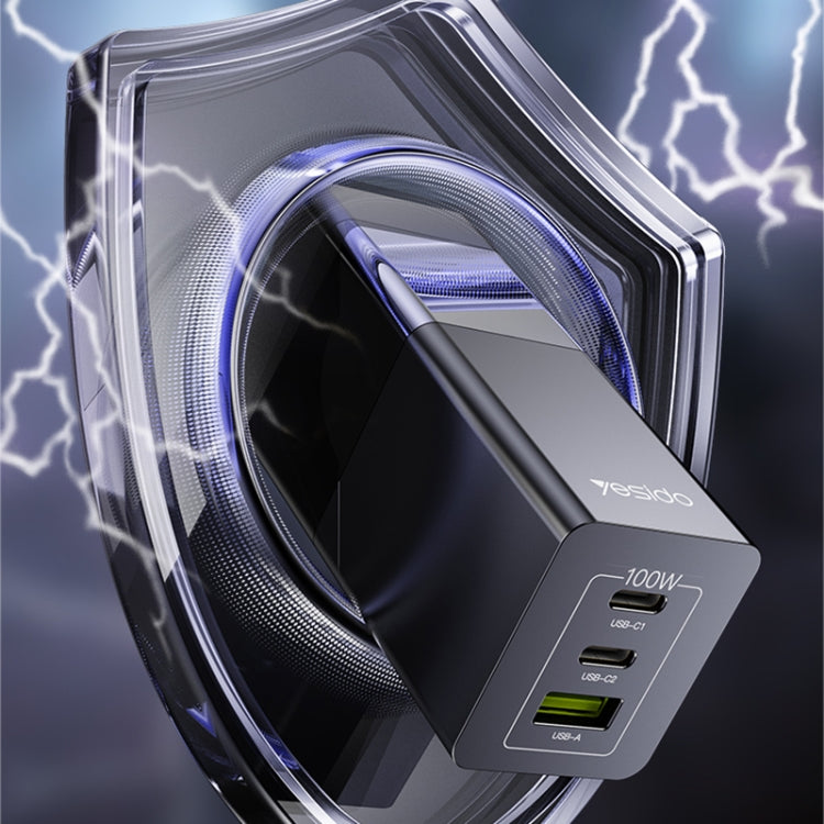 Yesido YC77 100W 2Type-C+USB Ports with 1 Socket Desktop GaN Charger(UK Plug) - HoMEdemic™ 