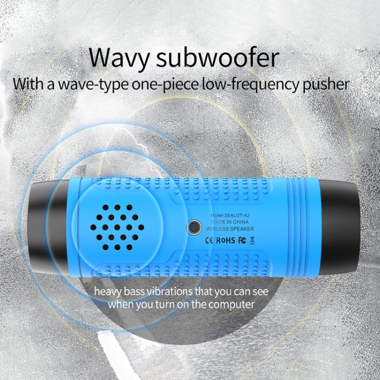 ZEALOT A2 Multifunctional Bass Wireless Bluetooth Speaker, Built-in Microphone, Support Bluetooth Call & AUX & TF Card & LED Lights (Blue) - HoMEdemic™ 