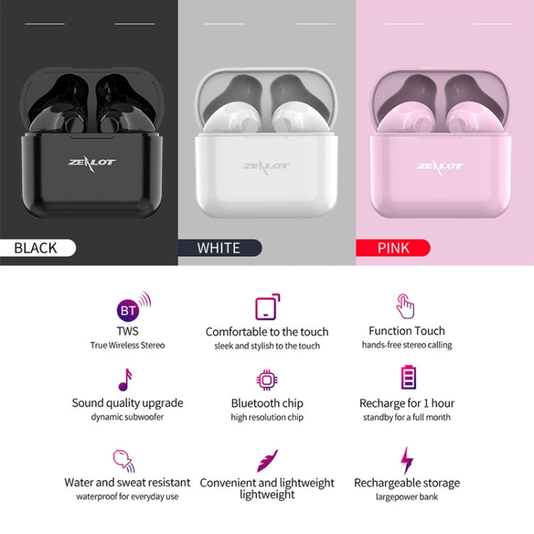 ZEALOT T3 Bluetooth 5.0 TWS Wireless Bluetooth Earphone with Charging Box, Support Touch & Call & Power Display(Black) - HoMEdemic™ 