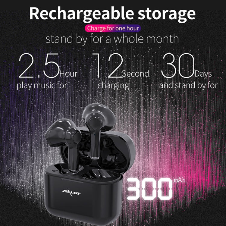 ZEALOT T3 Bluetooth 5.0 TWS Wireless Bluetooth Earphone with Charging Box, Support Touch & Call & Power Display(White) - HoMEdemic™ 