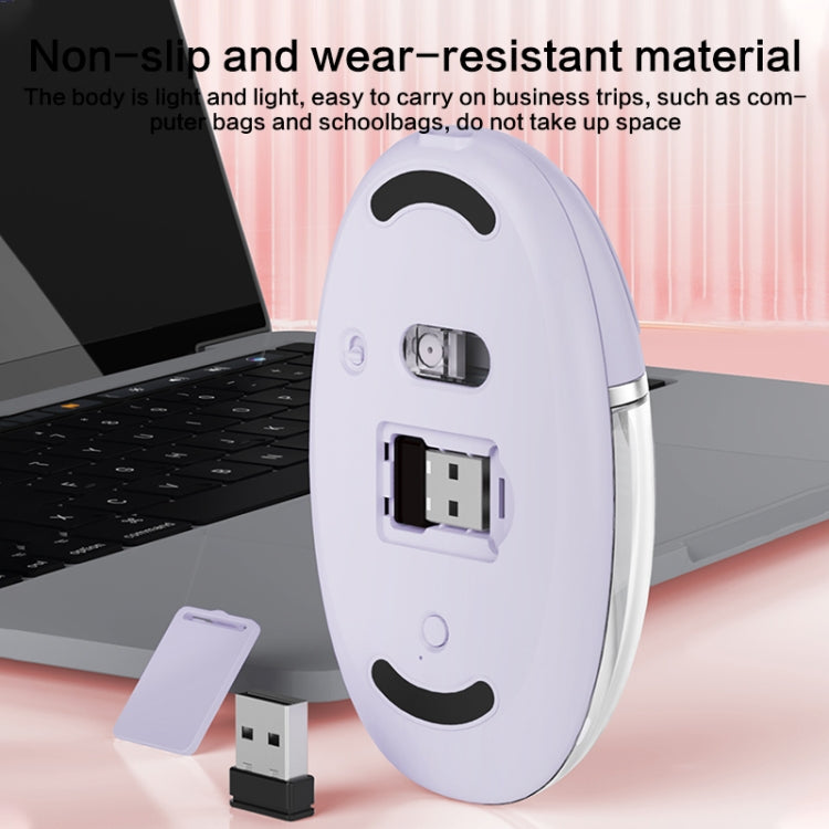 ZGA Colorful Transparent Dual Mode Wireless 2.4G + Bluetooth 5.0 Mouse(Purple) - HoMEdemic™ 