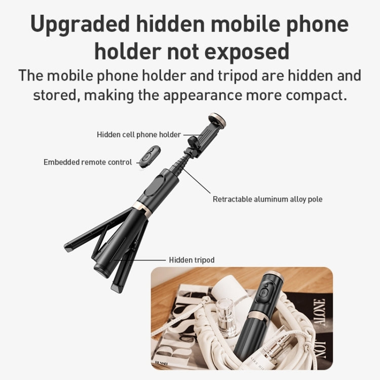 ZGA S02 Bluetooth Remote Control Hidden Tripod Selfie Stick(Black) - HoMEdemic™ 