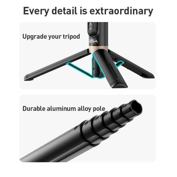 ZGA S02 Bluetooth Remote Control Hidden Tripod Selfie Stick(Black) - HoMEdemic™ 