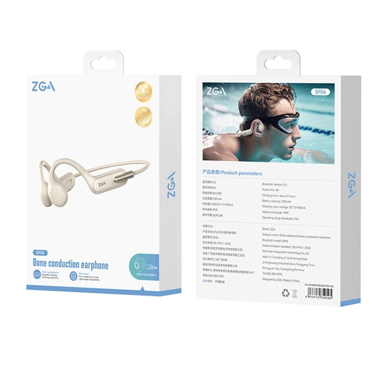 ZGA SP06 Waterproof Bone Conduction Bluetooth Sports Earphone(White) - HoMEdemic™ 