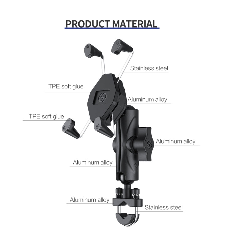ZH-1558A1 Motorcycle Handlebar X-shape Aluminum Alloy Phone Holder, ZH-1558A1 - HoMEdemic™ 