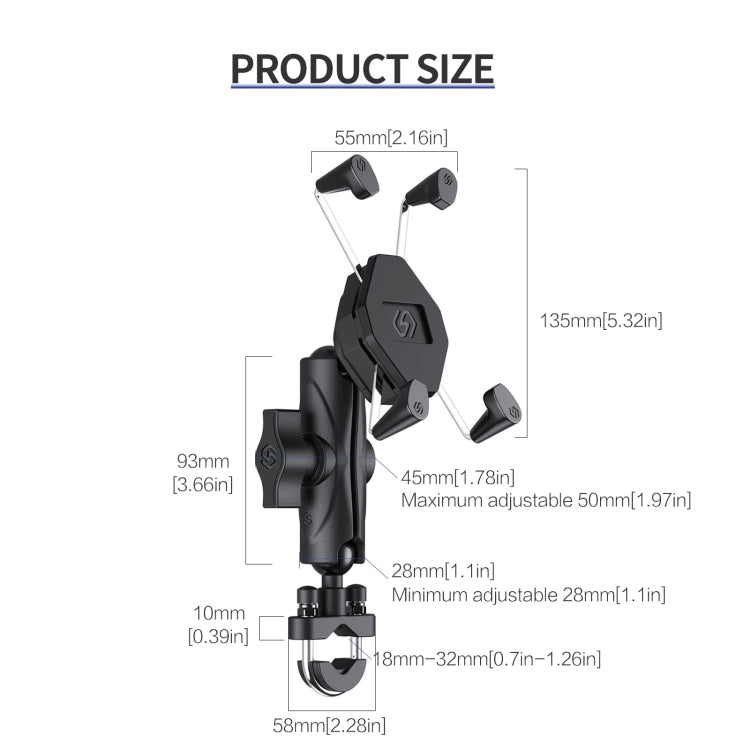 ZH-1558A1 Motorcycle Handlebar X-shape Aluminum Alloy Phone Holder, ZH-1558A1 - HoMEdemic™ 