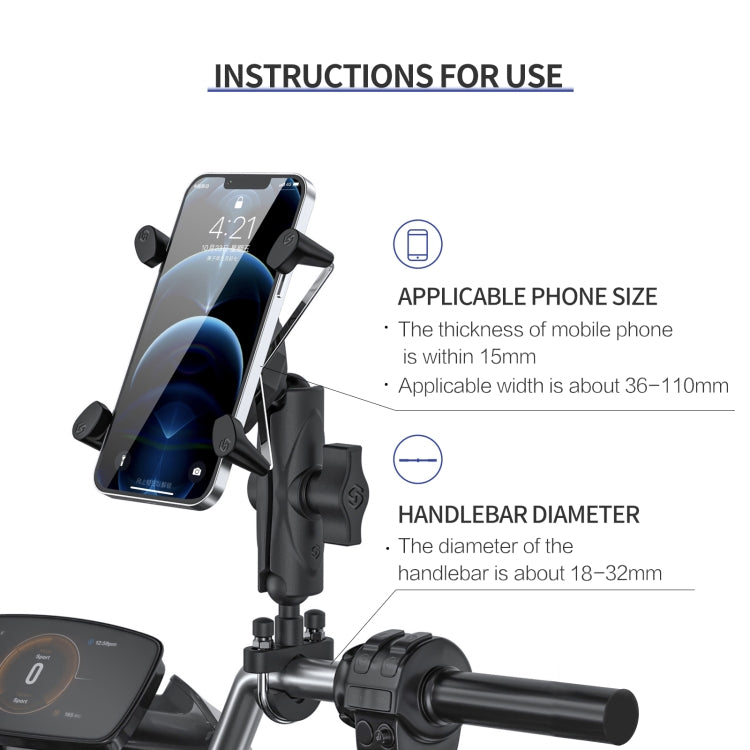 ZH-1558A1 Motorcycle Handlebar X-shape Aluminum Alloy Phone Holder, ZH-1558A1 - HoMEdemic™ 