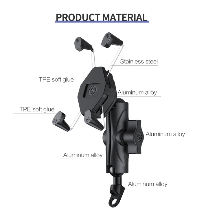 ZH-1558B1 Motorcycle Rear Mirror X-shape Aluminum Alloy Phone Holder, ZH-1558B1 - HoMEdemic™ 