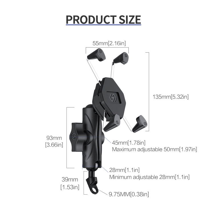 ZH-1558B1 Motorcycle Rear Mirror X-shape Aluminum Alloy Phone Holder, ZH-1558B1 - HoMEdemic™ 