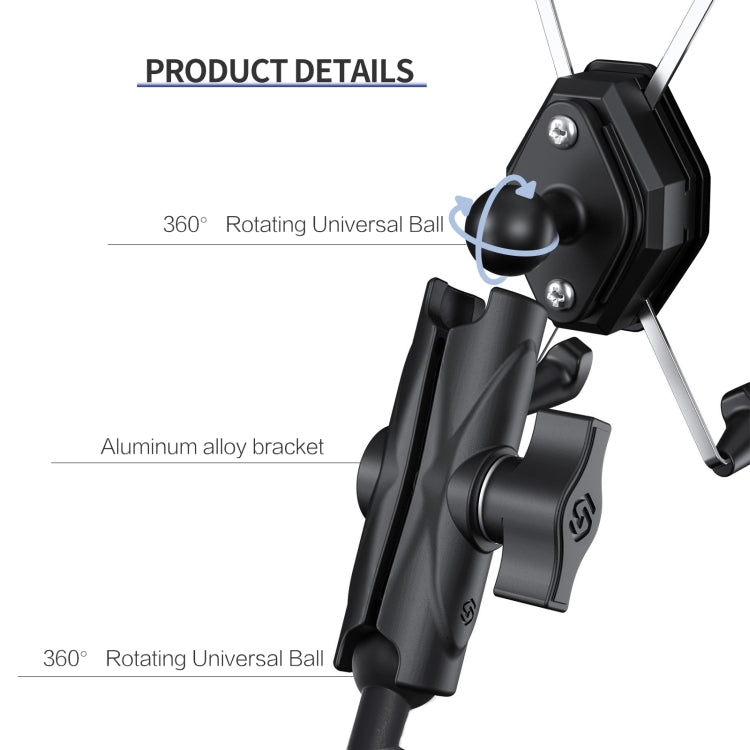 ZH-1558B1 Motorcycle Rear Mirror X-shape Aluminum Alloy Phone Holder, ZH-1558B1 - HoMEdemic™ 