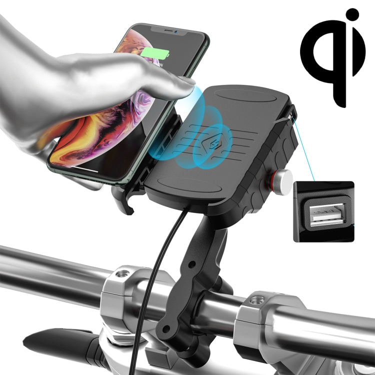 ZH-19414A1 Motorcycle Handlebar Qi USB Wireless Charging Phone Holder, ZH-19414A1 - HoMEdemic™ 