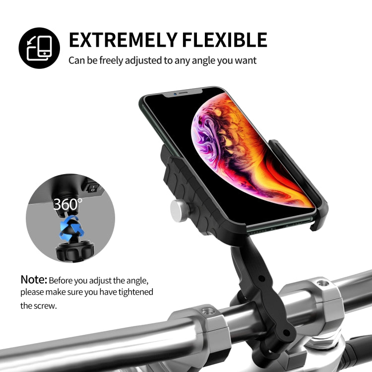 ZH-19414A1 Motorcycle Handlebar Qi USB Wireless Charging Phone Holder, ZH-19414A1 - HoMEdemic™ 