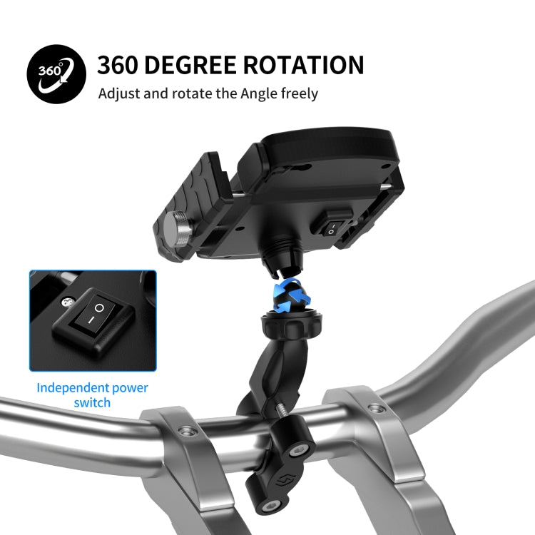 ZH-19414A1 Motorcycle Handlebar Qi USB Wireless Charging Phone Holder, ZH-19414A1 - HoMEdemic™ 