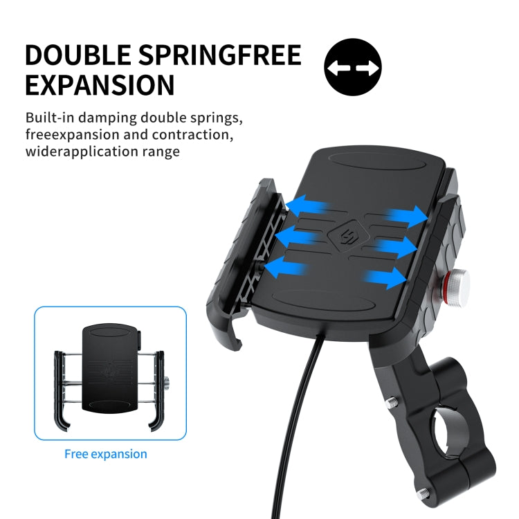 ZH-19414A1 Motorcycle Handlebar Qi USB Wireless Charging Phone Holder, ZH-19414A1 - HoMEdemic™ 