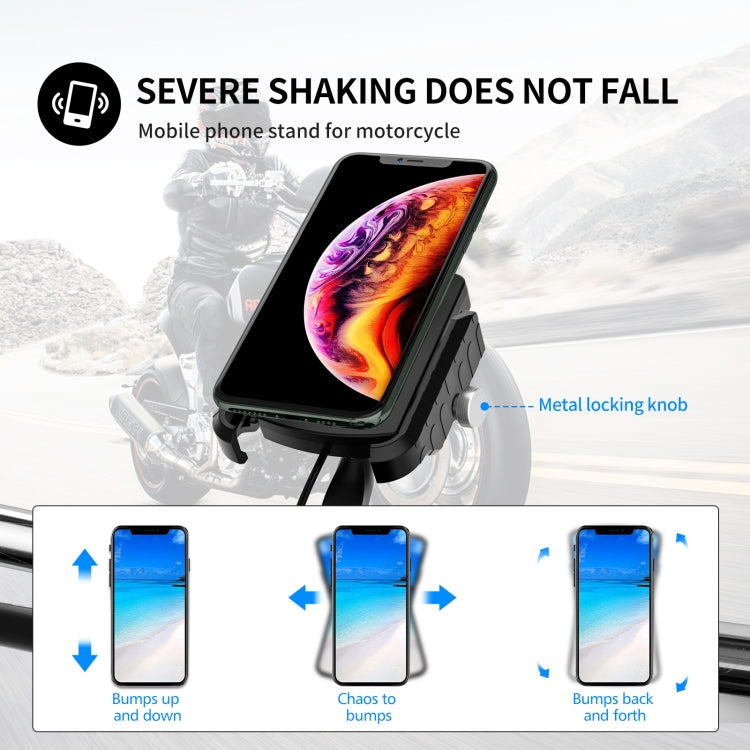 ZH-19414A1 Motorcycle Handlebar Qi USB Wireless Charging Phone Holder, ZH-19414A1 - HoMEdemic™ 