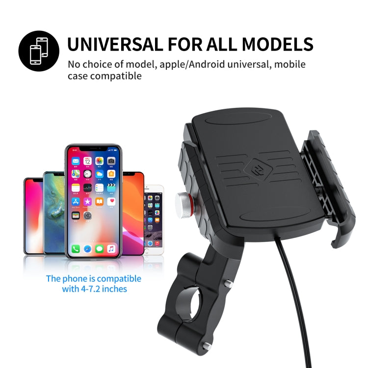 ZH-19414A1 Motorcycle Handlebar Qi USB Wireless Charging Phone Holder, ZH-19414A1 - HoMEdemic™ 