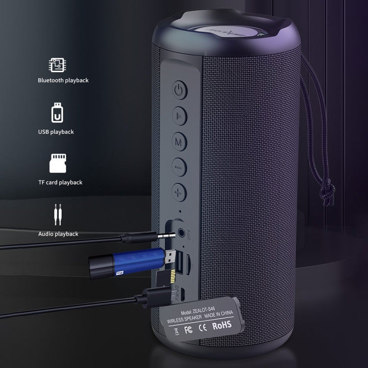 Zealot S46 TWS Portable Wireless Bluetooth Speaker with Colorful Light(Black) - HoMEdemic™ 