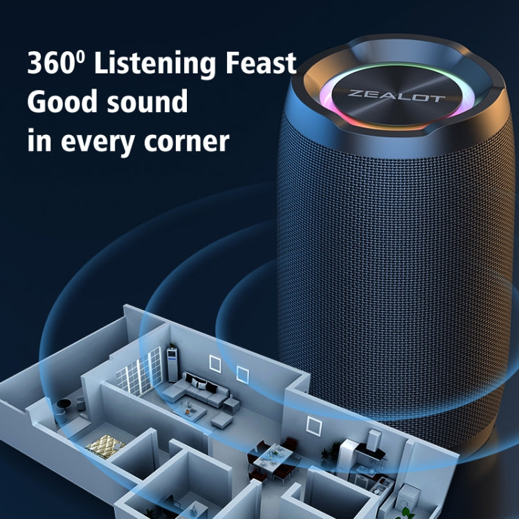 Zealot S49 Outdoor Portable Wireless Bluetooth Speaker with RGB Light(Black) - HoMEdemic™ 