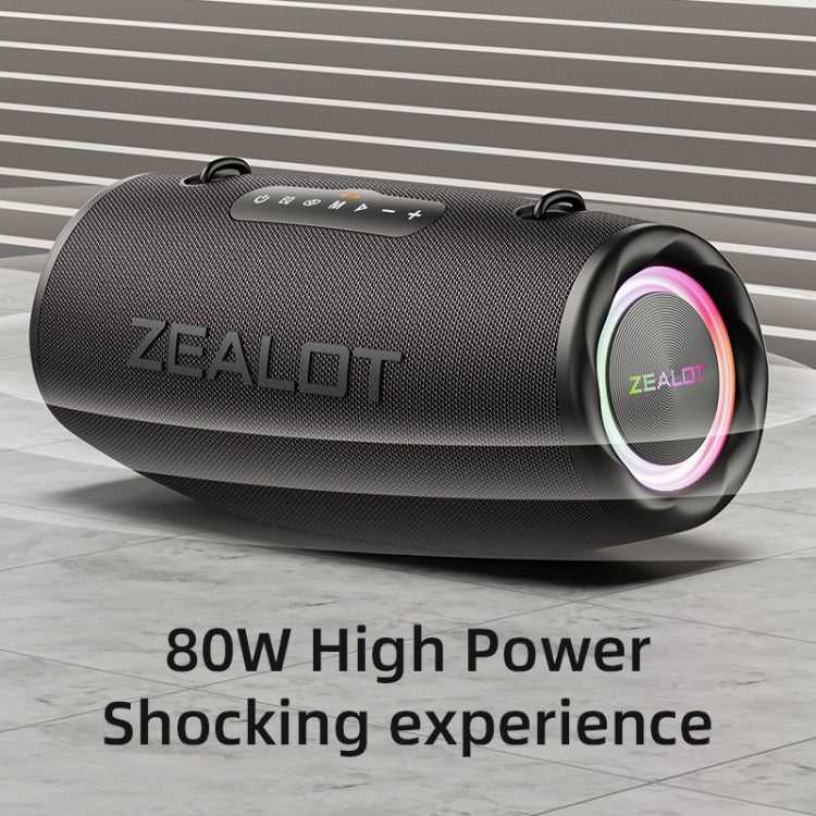 Zealot S87 80W Portable Outdoor Bluetooth Speaker with RGB Light(Grey) - HoMEdemic™ 