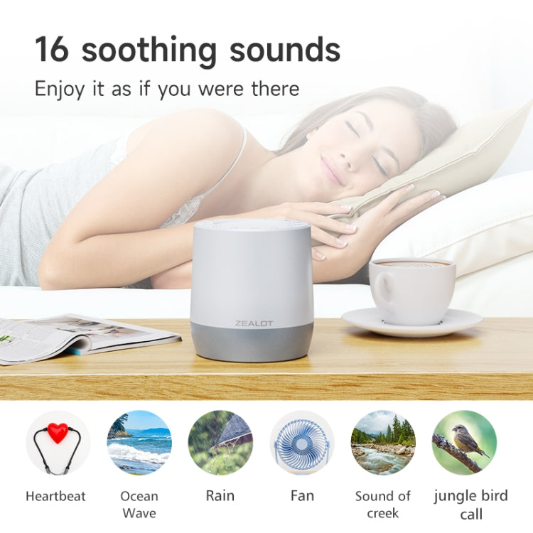 Zealot Z6 3 in 1 White Noise Sleep Aid Bluetooth Speaker with Night Light Function(White) - HoMEdemic™ 
