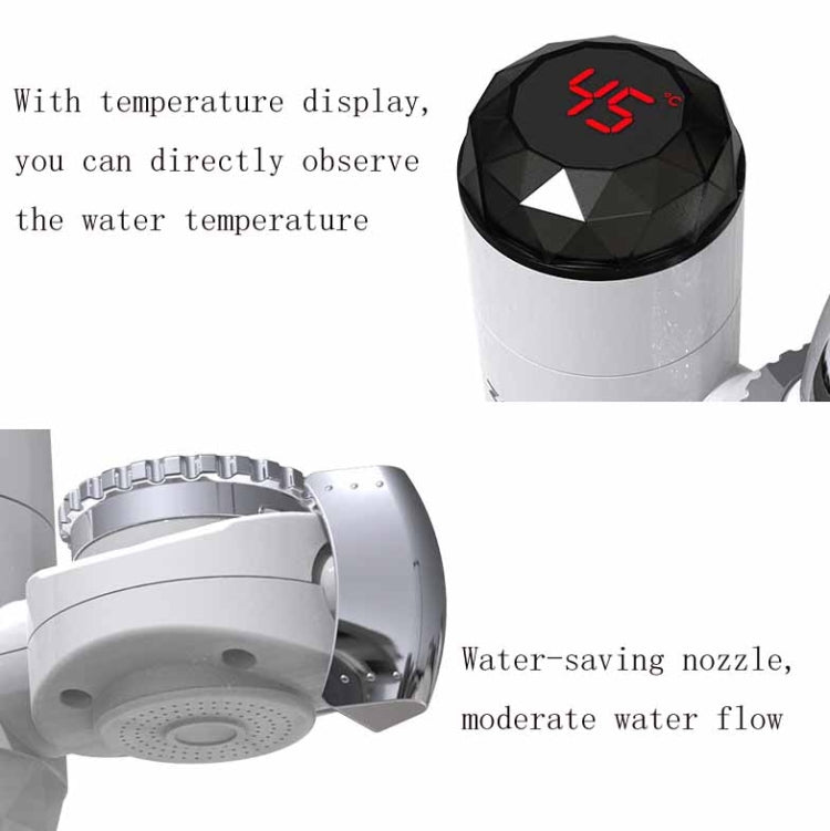 Zoosen Electric Hot Water Faucet Connection Type Instant Hot Water Faucet EU Plug, Style:With shower Head Connector - HoMEdemic™ 