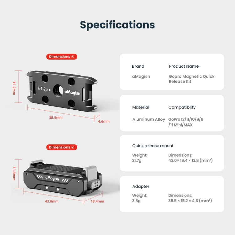 aMagisn Metal Magnetic Absorption Kit For GoPro HERO12 Black /11 Black /10 Black /9 Black - HoMEdemic™ 