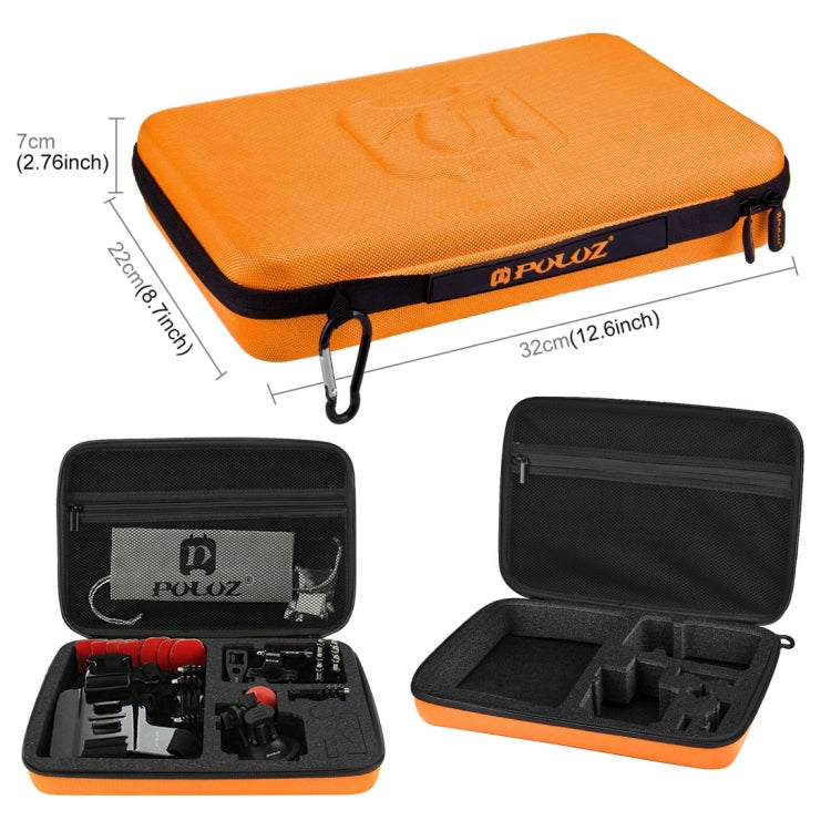 PULUZ 45 in 1 Accessories Ultimate Combo Kits with Orange EVA Case (Chest Strap + Suction Cup Mount + 3-Way Pivot Arms + J-Hook Buckle + Wrist Strap + Helmet Strap + Surface Mounts + Tripod Adapter +  ...  for GoPro, Insta360, DJI and Other Action Cameras - HoMEdemic™ 