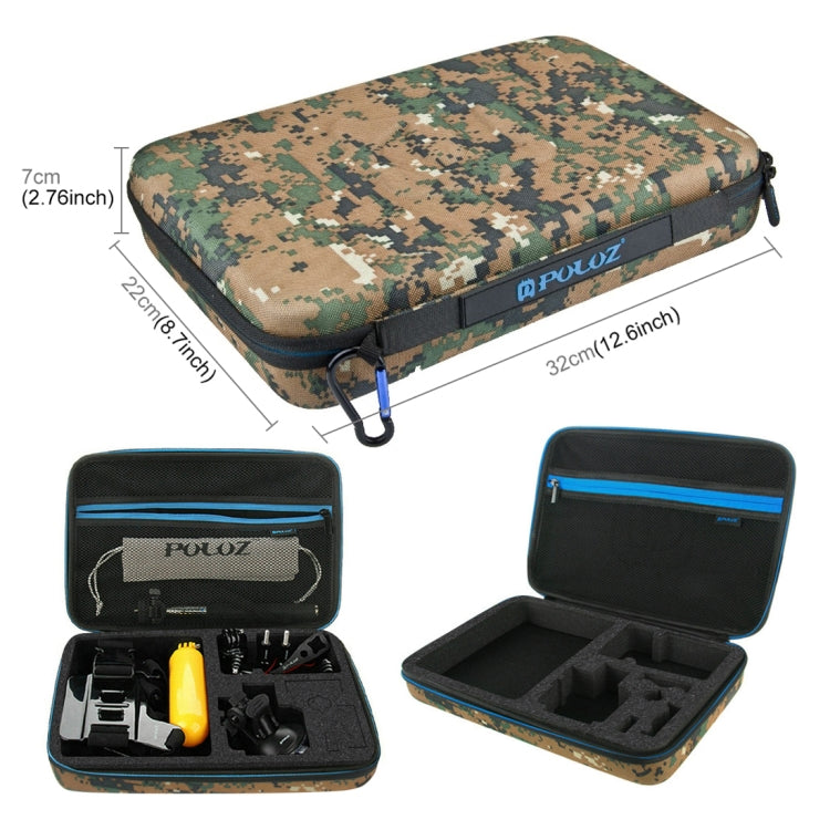 PULUZ 20 in 1 Accessories Combo Kit with Camouflage EVA Case (Chest Strap + Head Strap + Suction Cup Mount + 3-Way Pivot Arm + J-Hook Buckles + Extendable Monopod + Tripod Adapter + Bobber Hand Grip + ...  for GoPro, Insta360, DJI and Other Action Cameras - HoMEdemic™ 