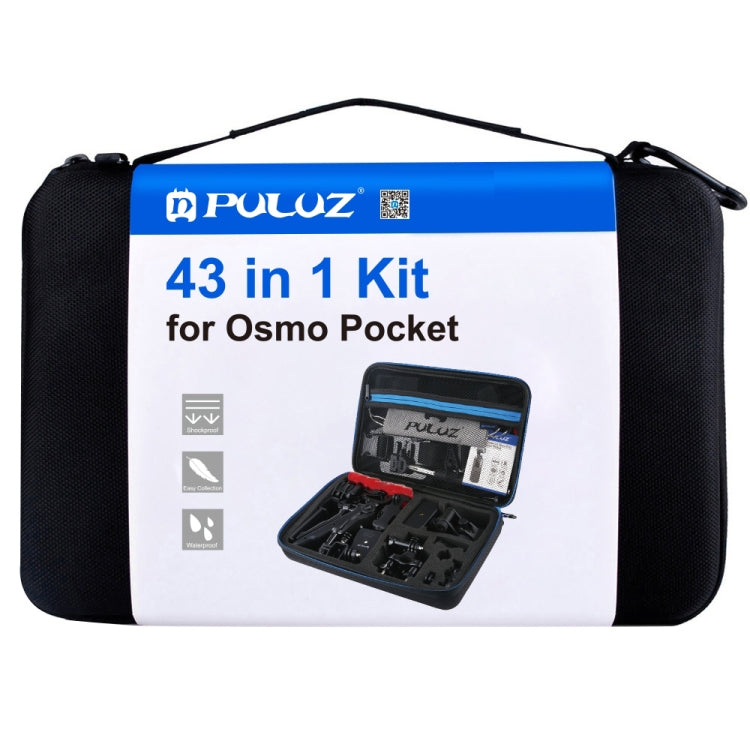 PULUZ 43 in 1 Accessories Total Ultimate Combo Kits for DJI Osmo Pocket with EVA Case (Chest Strap + Wrist Strap + Suction Cup Mount + 3-Way Pivot Arms + J-Hook Buckle + Grip Tripod Mount + Surface Mo ... orage Bag + Rec-mounts + Handlebar Mount + Wrench) - HoMEdemic™ 