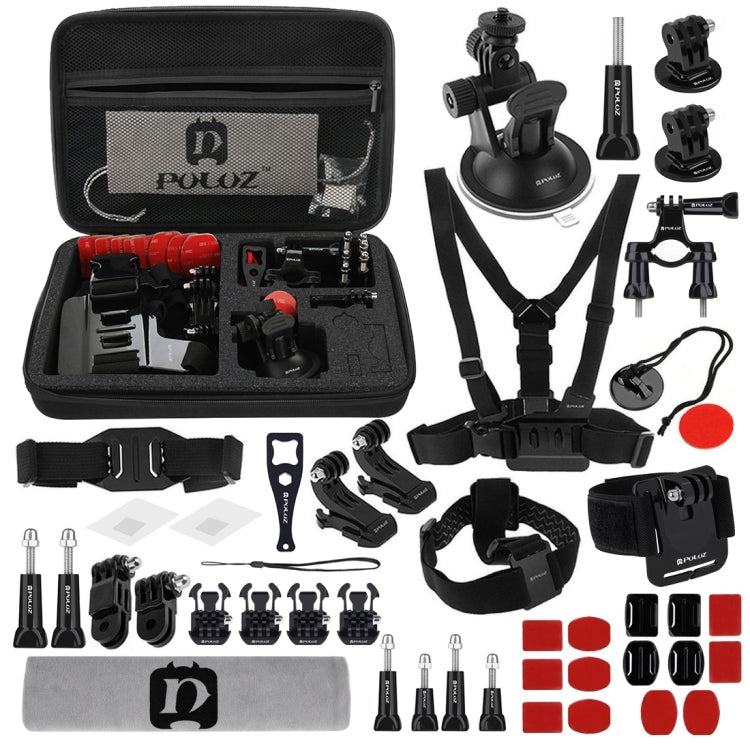 PULUZ 45 in 1 Accessories Ultimate Combo Kits with EVA Case (Chest Strap + Suction Cup Mount + 3-Way Pivot Arms + J-Hook Buckle + Wrist Strap + Helmet Strap + Surface Mounts + Tripod Adapter + Storage ...  for GoPro, Insta360, DJI and Other Action Cameras - HoMEdemic™ 