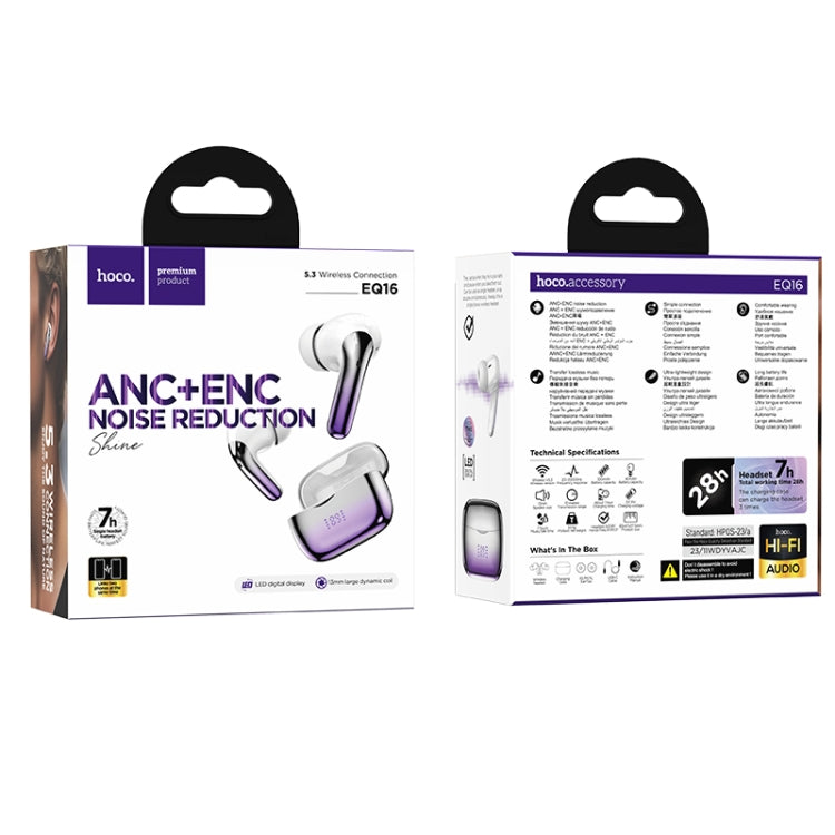 hoco EQ16 True Wireless ANC+ENC Dual Noise Reduction Bluetooth Earphone(Purple) - HoMEdemic™ 