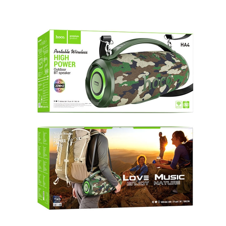 hoco HA4 Surge Outdoor Bluetooth 5.3 Speaker Support TWS / FM(Camouflage Green) - HoMEdemic™ 