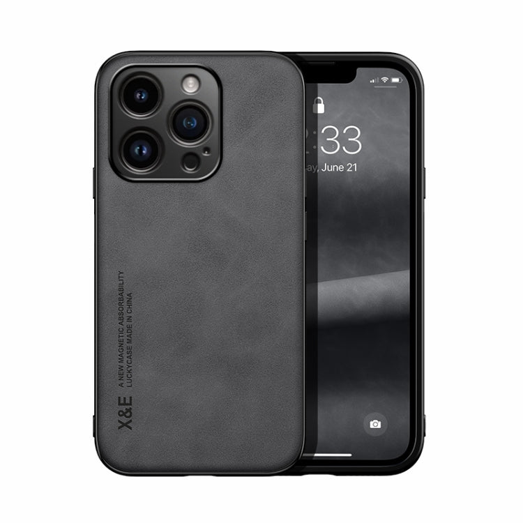 iPhone 15 Pro Skin Feel Magnetic Leather Back Phone Case(Dark Grey) - HoMEdemic™ 