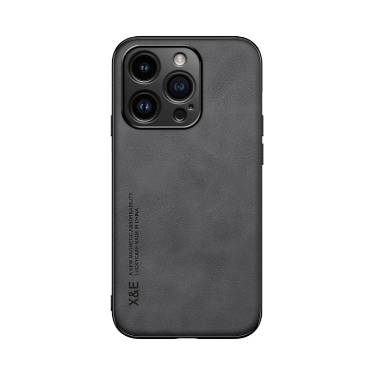 iPhone 15 Pro Skin Feel Magnetic Leather Back Phone Case(Dark Grey) - HoMEdemic™ 