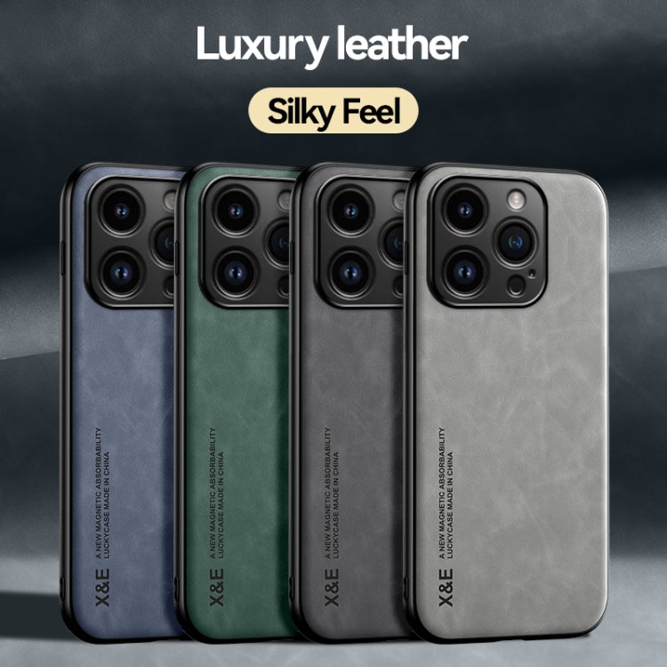 iPhone 15 Pro Skin Feel Magnetic Leather Back Phone Case(Dark Grey) - HoMEdemic™ 
