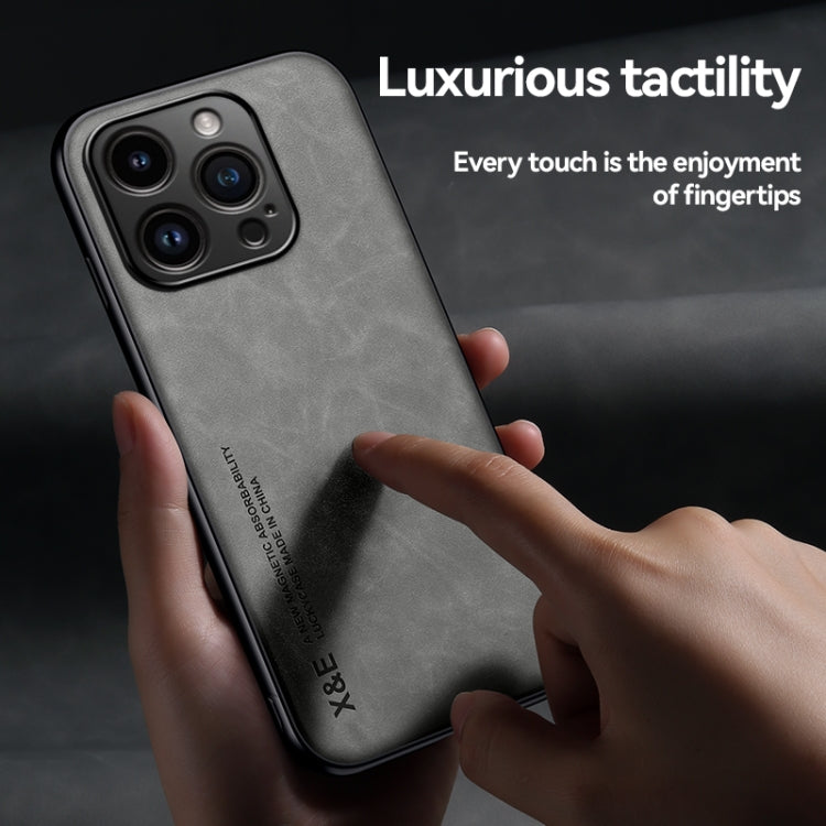 iPhone 15 Pro Skin Feel Magnetic Leather Back Phone Case(Dark Grey) - HoMEdemic™ 