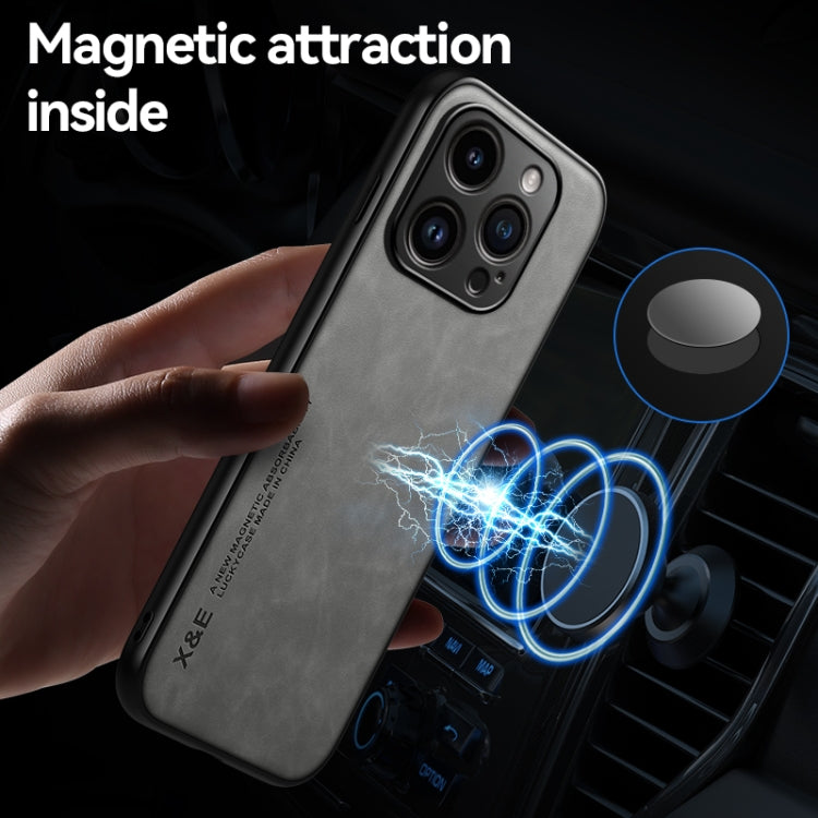 iPhone 15 Pro Skin Feel Magnetic Leather Back Phone Case(Dark Grey) - HoMEdemic™ 