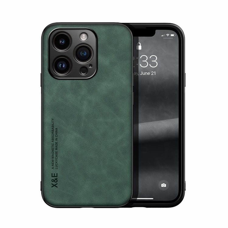 iPhone 15 Pro Skin Feel Magnetic Leather Back Phone Case(Green) - HoMEdemic™ 