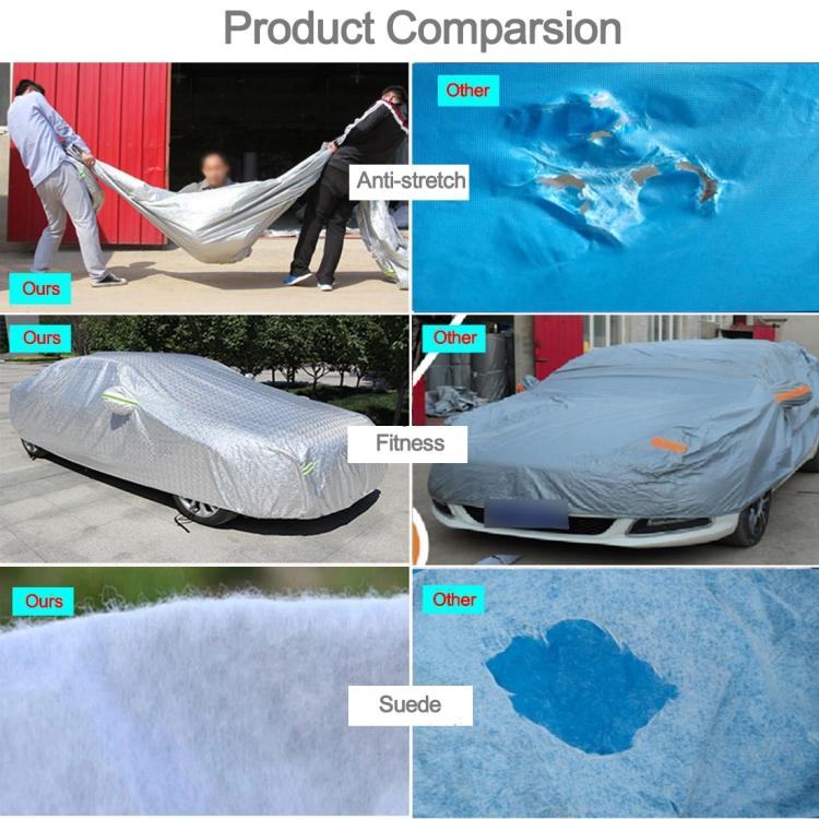 Aluminum Film PEVA Cotton Wool Anti-Dust Waterproof Sunproof Anti-frozen Anti-scratch Heat Dissipation SUV Car Cover with Warning Strips, Fits Cars up to 4.8m(187 inch) in Length, 187inch (L)/its Cars up to 4.8m(187 inch) in Length - HoMEdemic™ 