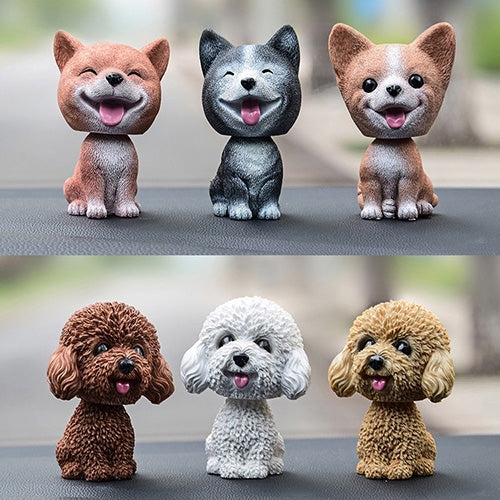 Shaking Head Dog Car Ornaments Resins Lovely Cartoon Dog New Year Gifts with Double-sided Adhesive Tape, Bulldog Cartoon Dog, Husky Dog Cartoon Dog, Corgi Dog Cartoon Dog, White Teddy Cartoon Dog, Brown Teddy Cartoon Dog, Yellow Teddy Cartoon Dog      ... - HoMEdemic™