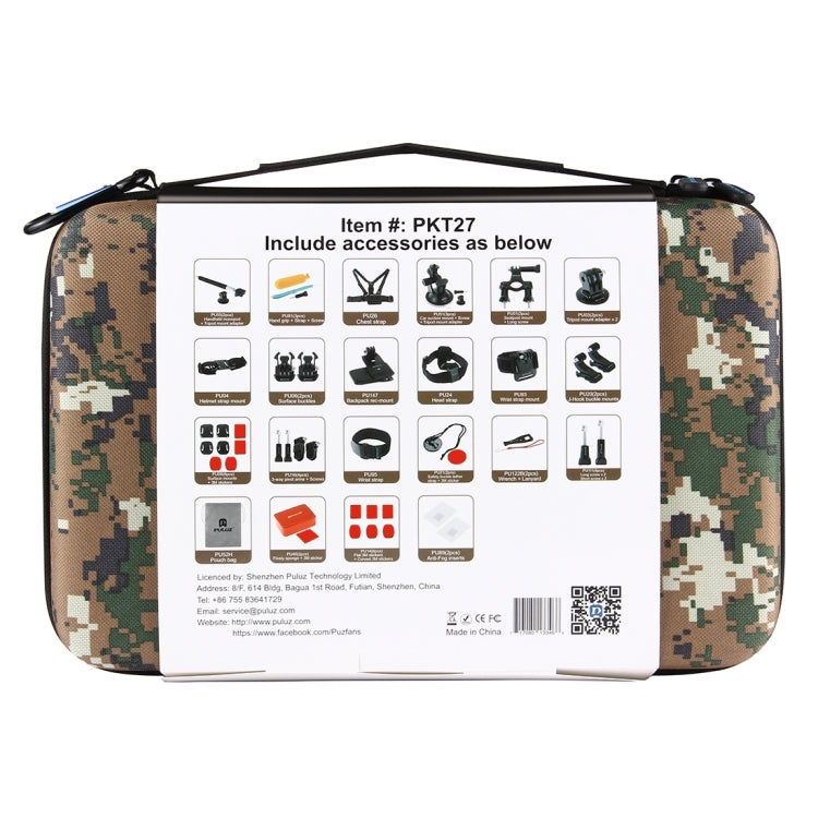 PULUZ 53 in 1 Accessories Total Ultimate Combo Kits with Camouflage EVA Case (Chest Strap + Suction Cup Mount + 3-Way Pivot Arms + J-Hook Buckle + Wrist Strap + Helmet Strap + Extendable Monopod + Sur ...  for GoPro, Insta360, DJI and Other Action Cameras - HoMEdemic™ 